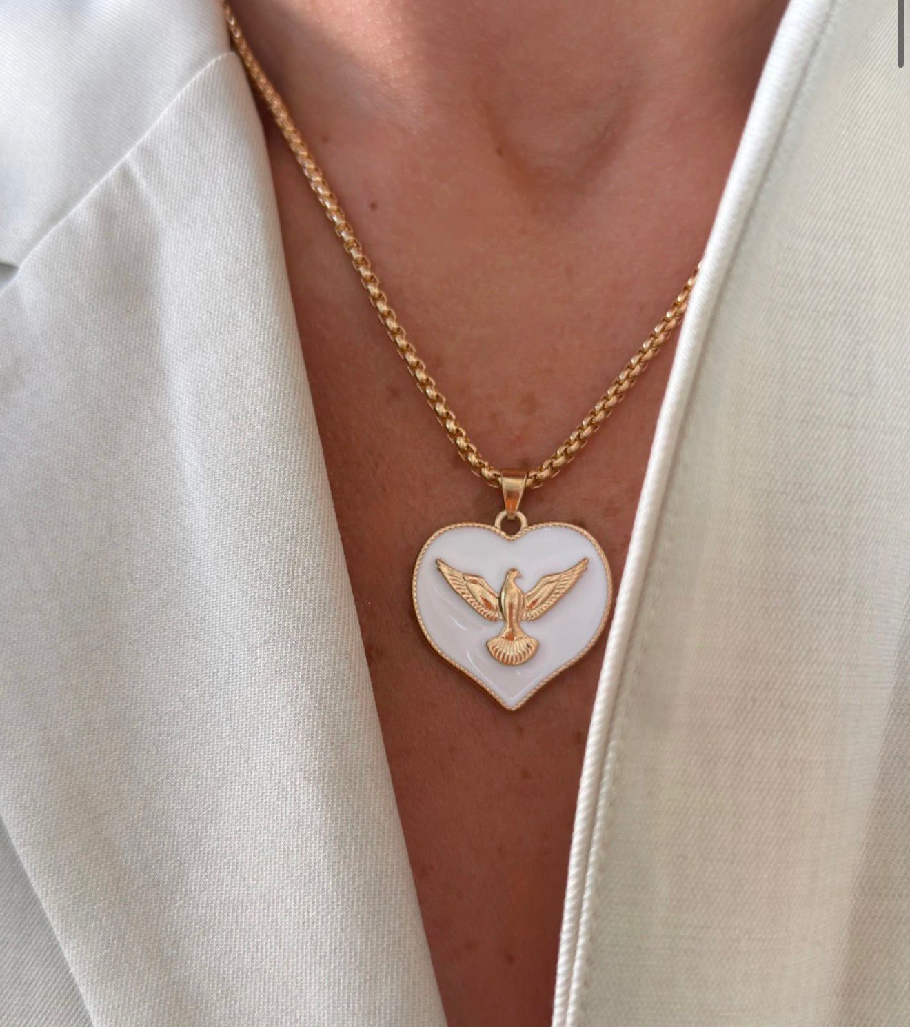 Necklace with Divine Holy Spirit heart pendant