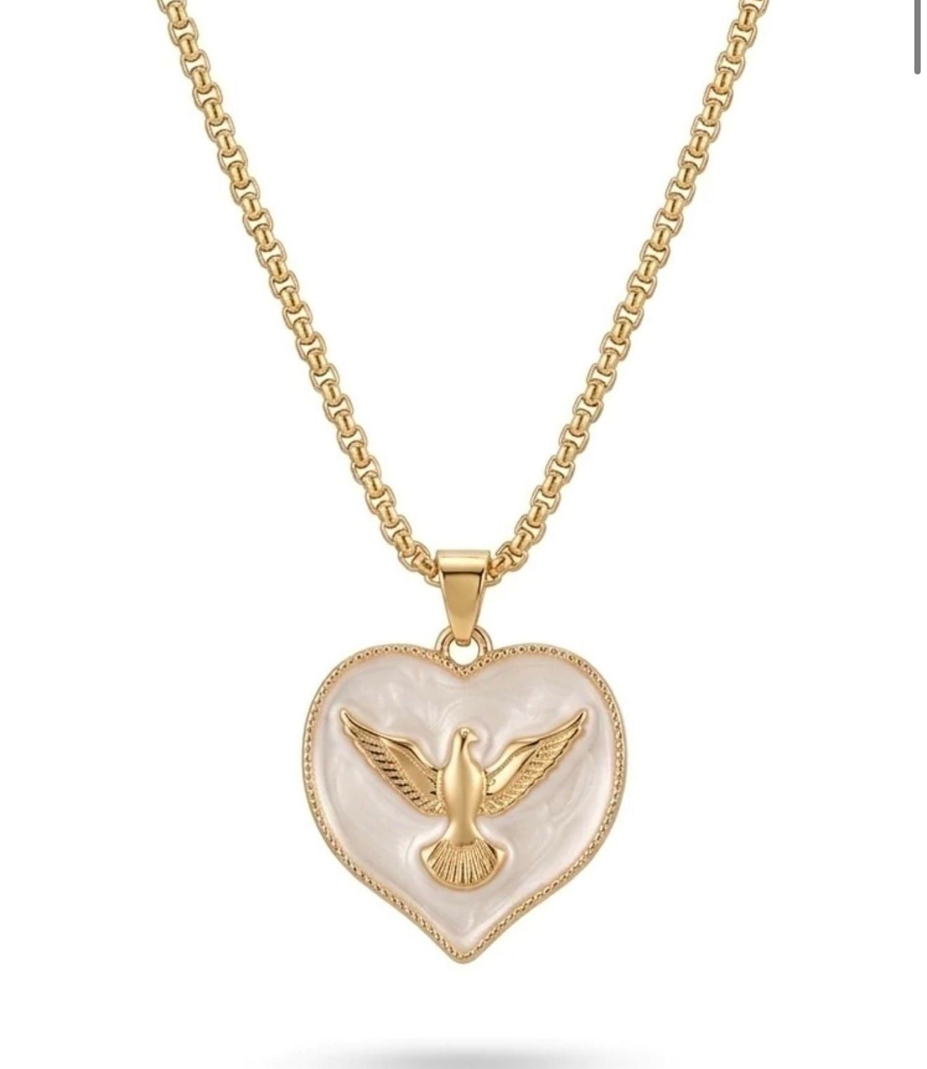 Necklace with Divine Holy Spirit heart pendant