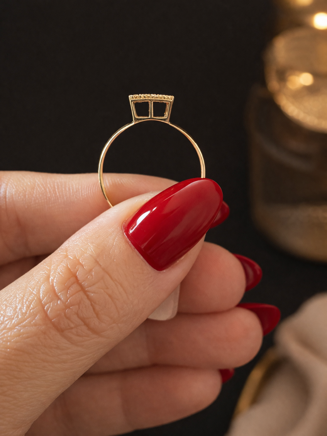 18k Gold Square Cluster Ring