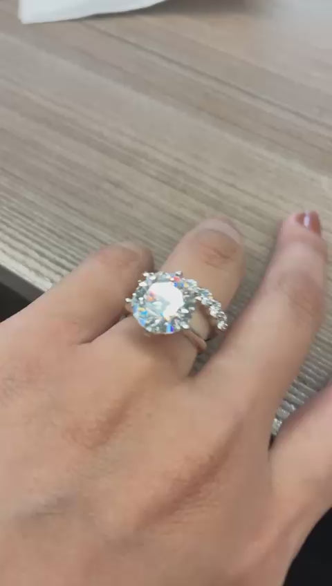 Double Solitaire Ring + half eternity ring size 18